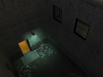 The trigger_changelevel in the doorway loads the next map.